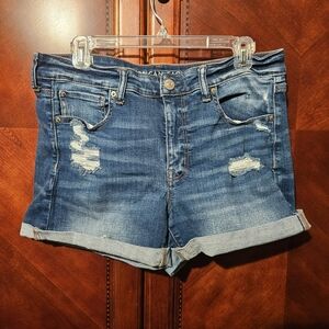 American Eagle Outfitters Blue Distressed Jean Shorts